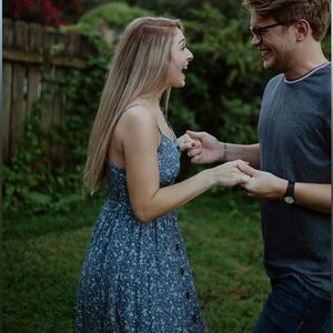 Blue and White Button Down Spaghetti Strap Midi Dress
